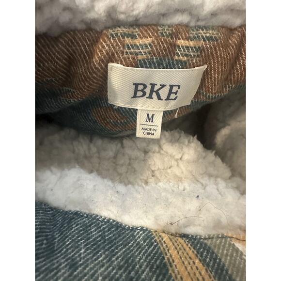 BKE Aztec Print Shacket Southwestern Shirt Jacket Sherpa Western Button Medium - Picture 7 of 11